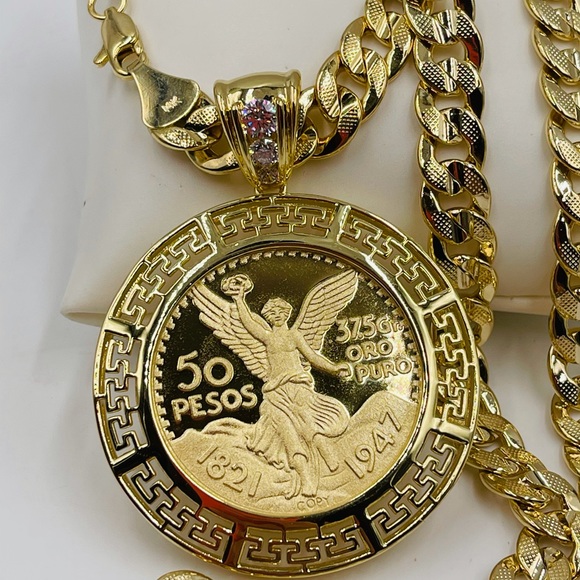 Centenary and Chain cuban link, gold plated - Picture 3 of 4